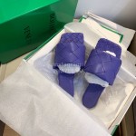 Bottega Veneta Fashion Cowhide Woven Slippers For Women Blue
