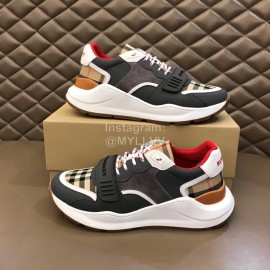 Burberry Plaid Canvas Cowhide Elevated Sneakers For Men
