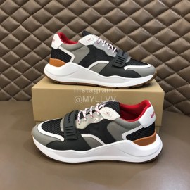 Burberry Cowhide Canvas Elevated Sneakers For Men Gray