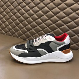 Burberry Cowhide Canvas Elevated Sneakers For Men Gray