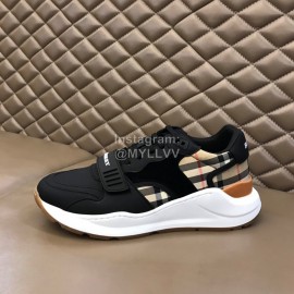 Burberry Cowhide Canvas Elevated Sneakers For Men Black