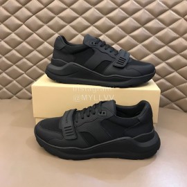 Burberry Black Cowhide Canvas Elevated Sneakers For Men