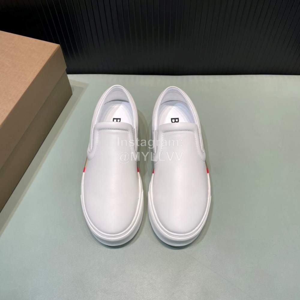 Burberry Cowhide Canvas Leisure Sneakers For Men White