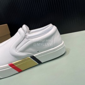 Burberry Cowhide Canvas Leisure Sneakers For Men White