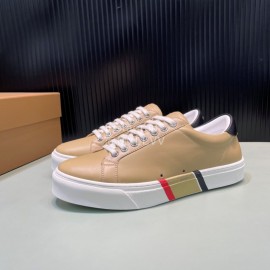 Burberry New Calfskin Lace Up Sneakers For Men Khaki