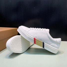 Burberry New Calfskin White Lace Up Sneakers For Men