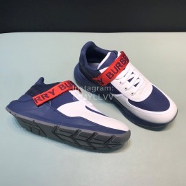 Burberry Nylon Strap Vintage Cowhide Thick Soled Sneakers For Men Blue