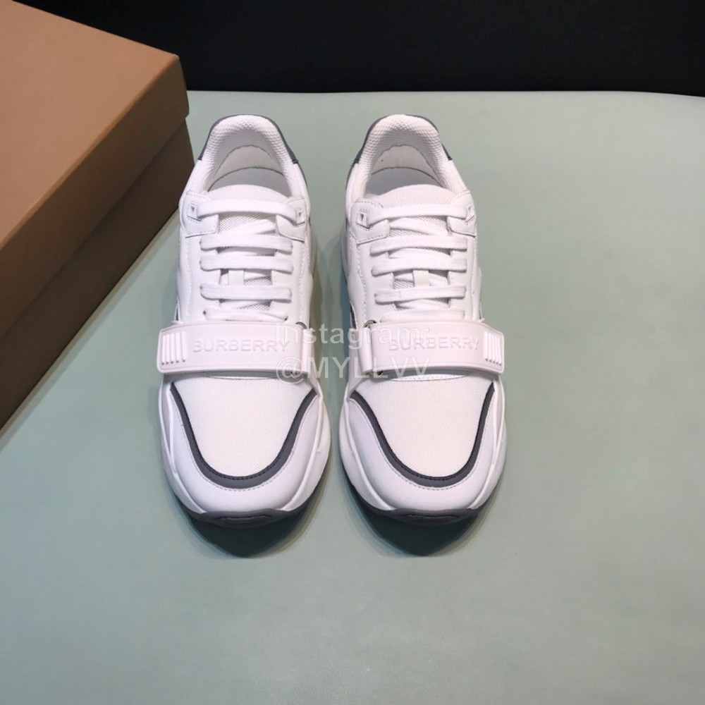 Burberry Vintage Leather Lace Up Velcro Sneakers For Men White