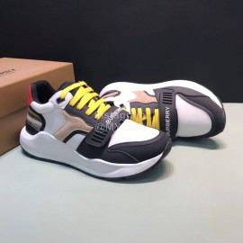 Burberry Vintage Leather Lace Up Velcro Sneakers For Men