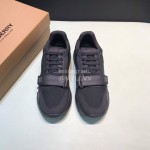 Burberry Vintage Black Leather Lace Up Velcro Sneakers For Men