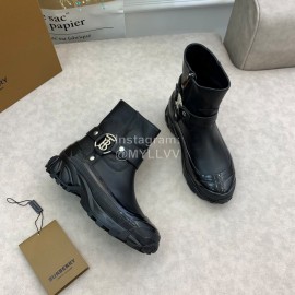 Burberry Autumn Winter Calf Thick Soles Chelsea Boots For Women Black