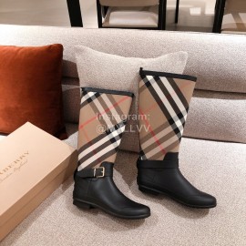 Burberry Fashion Classic Plaid Leather Retro Boots For Women