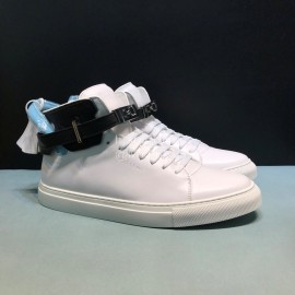 Buscemi Classic Calf Leather High Top Sneakers For Men White