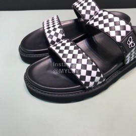 Bottega Veneta Black Plaid Calf Leather Slippers For Men