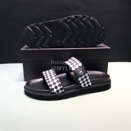 Bottega Veneta Black Plaid Calf Leather Slippers For Men