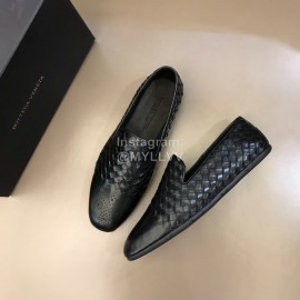 Bottega Veneta Black Woven Calf Leather Shoes For Men 