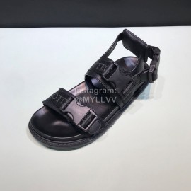 Bottega Veneta Black Leather Webbing Sandals For Men 