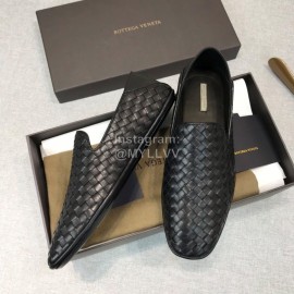 Bottega Veneta Fashion Black Calf Leather Woven Shoes For Men 