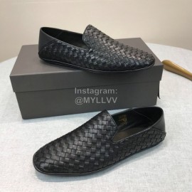Bottega Veneta Fashion Black Calf Leather Woven Shoes For Men 