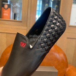 Bottega Veneta Fashion Calf Leather Woven Casual Shoes For Men Black