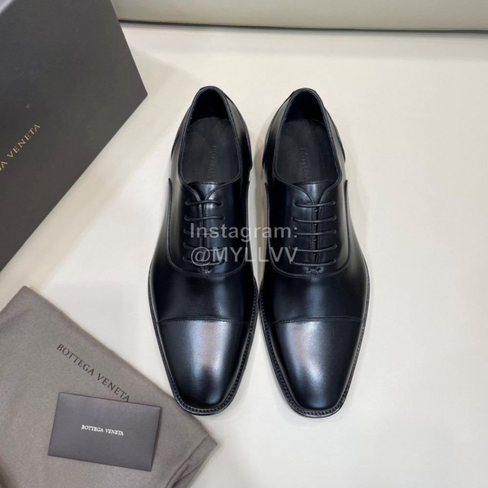 Bottega Veneta Fashion Black Calf Leather Lace Up Shoes For Men