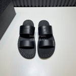 Bottega Veneta Black Embossed Calf Leather Slippers For Men