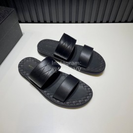 Bottega Veneta Black Embossed Calf Leather Slippers For Men
