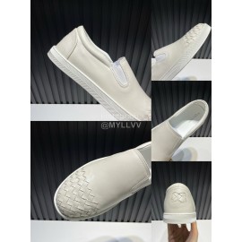 Bottega Veneta New Woven Leather Casual Shoes For Men White