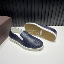 Bottega Veneta New Woven Leather Casual Shoes For Men Navy