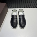 Bottega Veneta New Woven Leather Casual Shoes For Men Black
