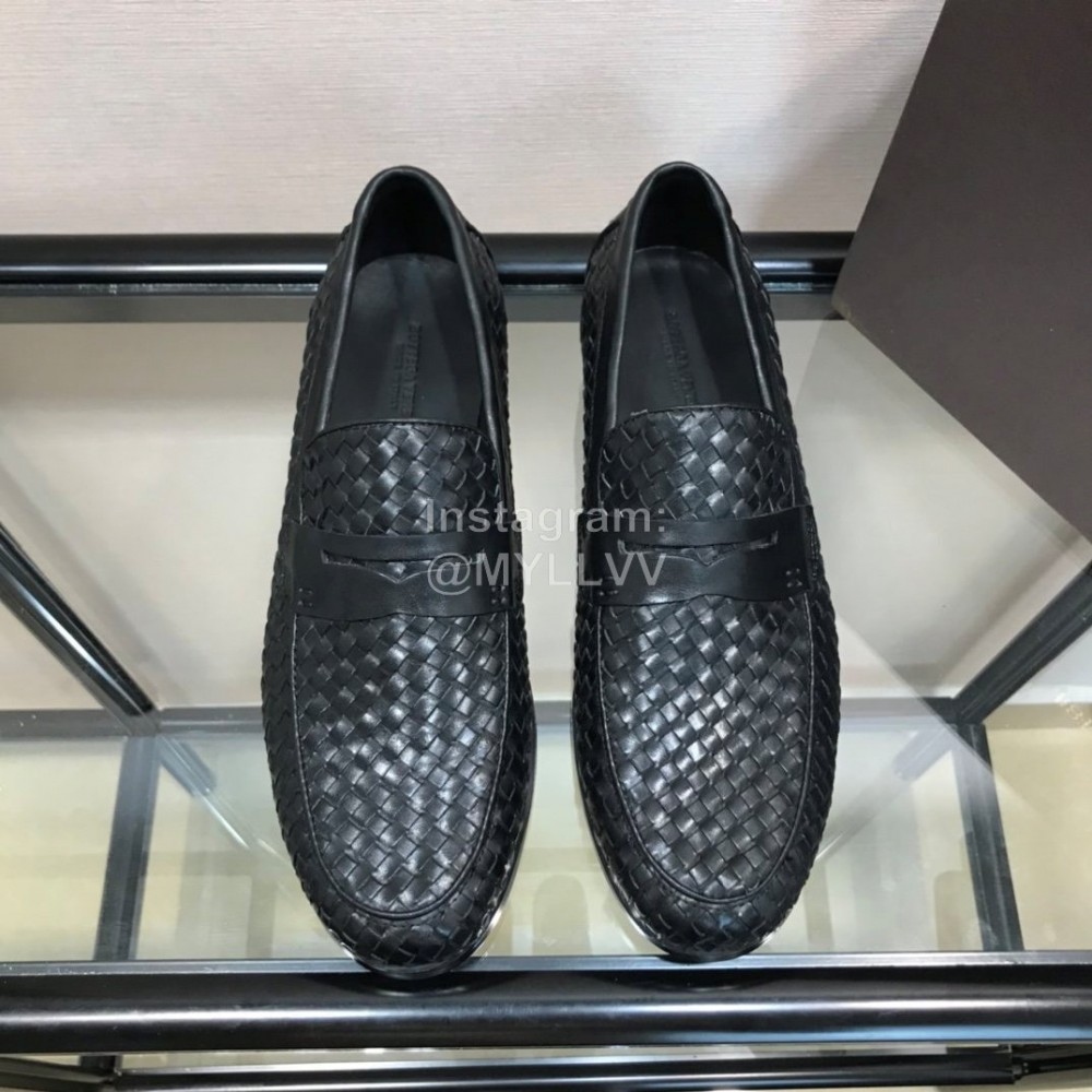 Bottega Veneta Black Woven Leather Business Shoes For Men 