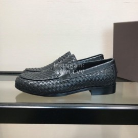 Bottega Veneta Black Woven Leather Business Shoes For Men 