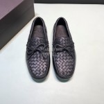 Bottega Veneta Woven Calf Leather Bow Casual Shoes For Men Black