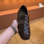 Bottega Veneta New Woven Calf Leather Casual Shoes For Men Coffee