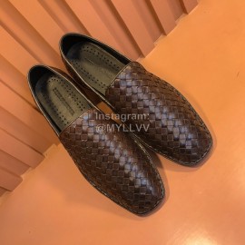 Bottega Veneta New Woven Calf Leather Casual Shoes Coffee For Men 