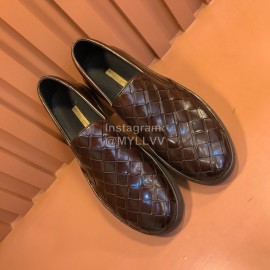 Bottega Veneta Fashion Woven Calf Leather Shoes For Men Coffee