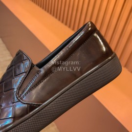Bottega Veneta Fashion Woven Calf Leather Shoes For Men Coffee