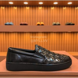 Bottega Veneta Fashion Woven Calf Leather Shoes For Men Black
