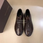Bottega Veneta New Woven Cowhide High Top Shoes For Men Coffee