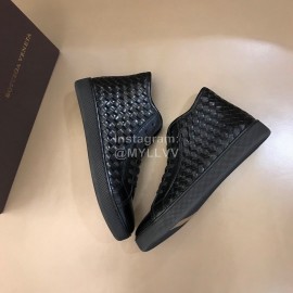 Bottega Veneta New Woven Cowhide High Top Shoes For Men Black
