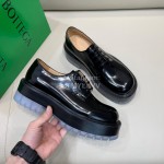 Bottega Veneta Cow Leather Thick Soled Casual Shoes For Men Black