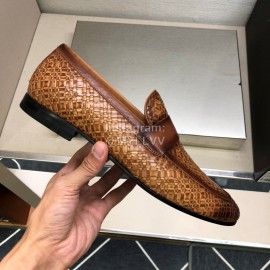 Bottega Veneta Leather Woven Casual Shoes For Men Brown