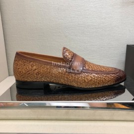 Bottega Veneta Leather Woven Casual Shoes For Men Brown