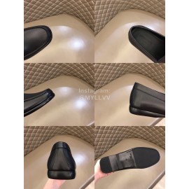 Bottega Veneta Black Calf Leather Business Shoes For Men