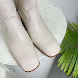 By Far Cowhide Thick High Heeled Boots For Women White
