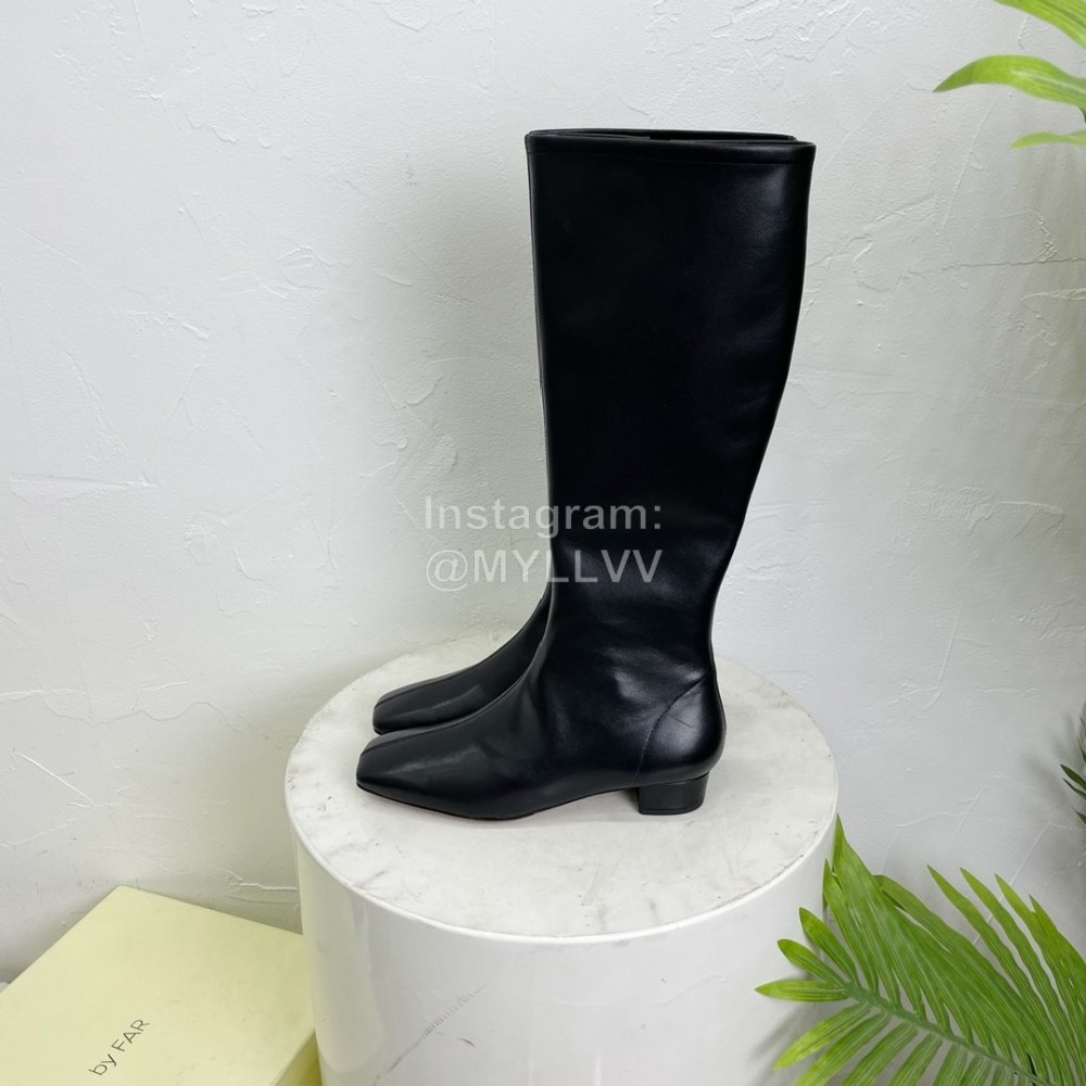 By Far Fashion Cowhide Thick High Heeled Boots For Women Black