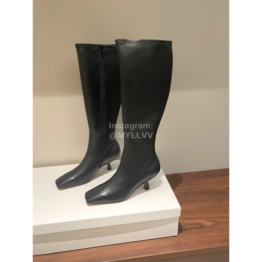 Byfar Winter New Sheepskin High Heel Long Boots For Women Black