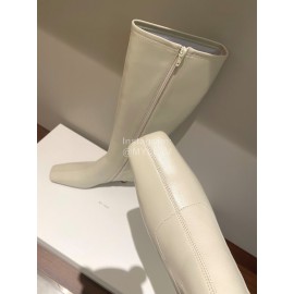 Byfar Winter New Sheepskin High Heel Long Boots For Women White