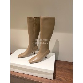 Byfar Winter New Sheepskin High Heel Long Boots For Women Apricot