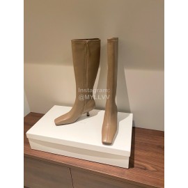 Byfar Winter New Sheepskin High Heel Long Boots For Women Apricot
